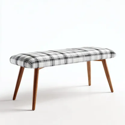 Banc de lit tissu et bois 95x32x47 cm blanc noir pour chambre style moderne-Designena