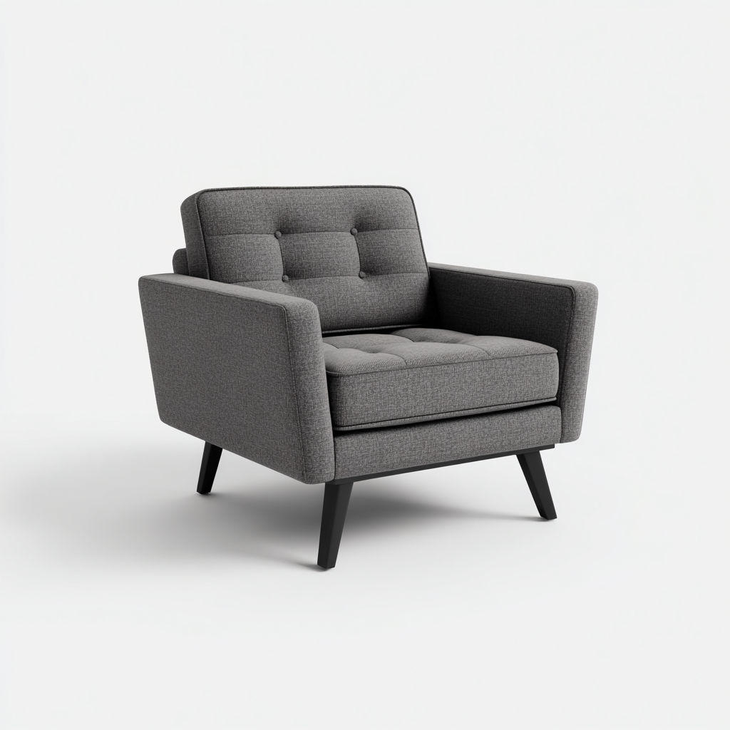 Fauteuil avec accoudoirs tissu 80x77x85 cm - gris foncé - design rétro moderne pour salon-Designena