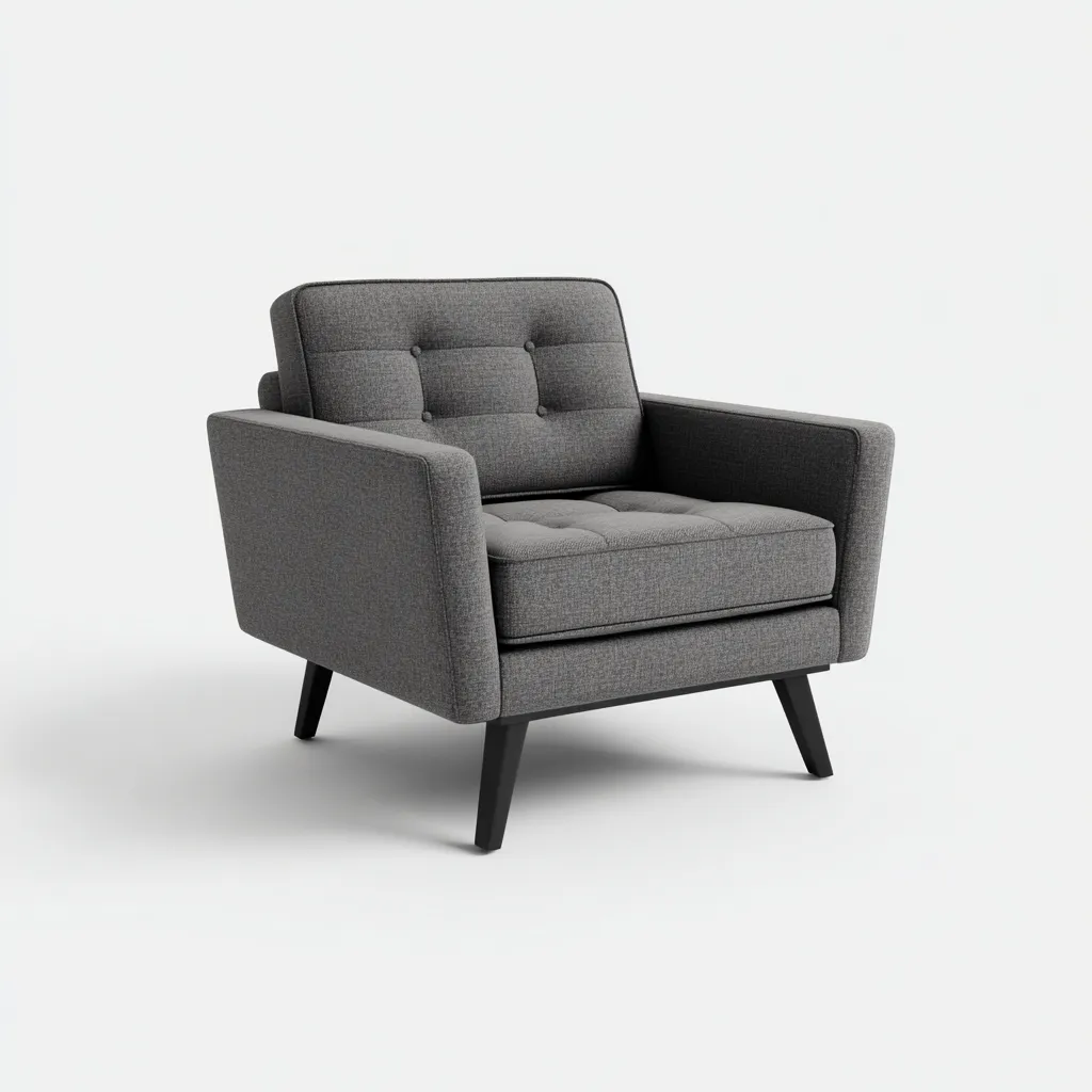Fauteuil avec accoudoirs tissu 80x77x85 cm - gris foncé - design rétro moderne pour salon-Designena