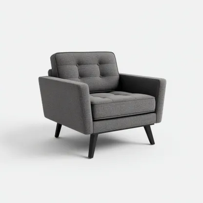 Fauteuil avec accoudoirs tissu 80x77x85 cm - gris foncé - design rétro moderne pour salon-Designena