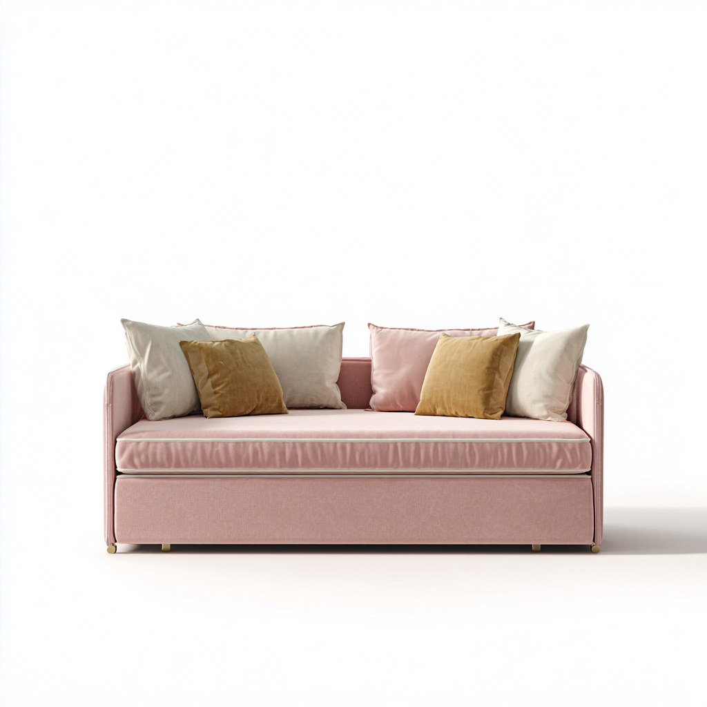 Canape lit en tissu 185x90x80 cm - rose - pour chambre - design moderne-Designena