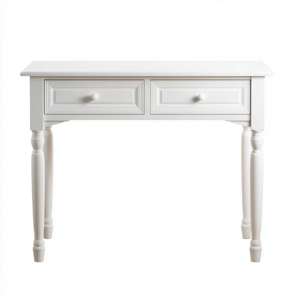 Bureau bois 100x45x75 cm - blanc - style classique pour espace de travail-Designena