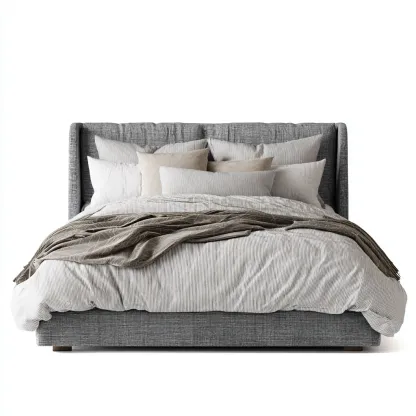 Lit double tissu 200x180x120 cm - gris foncé - adapté à la chambre - design contemporain-Designena