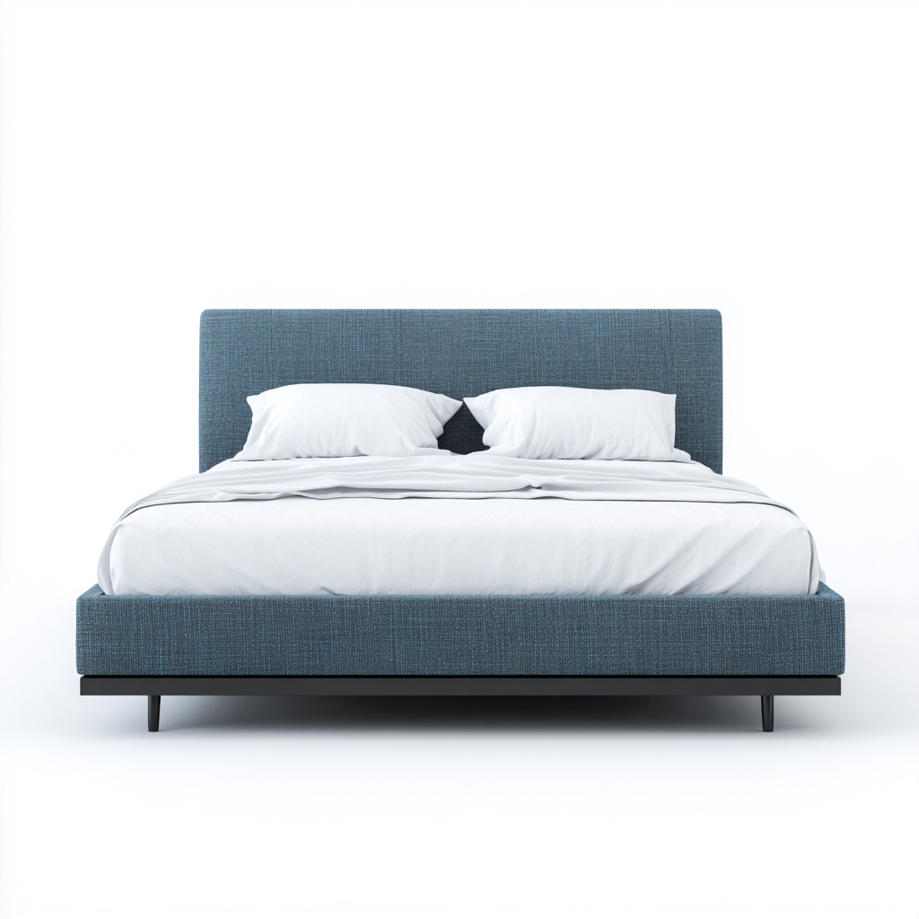 Lit double tissu 200x180x108 cm - bleu - adapté à la chambre - design moderne-Designena