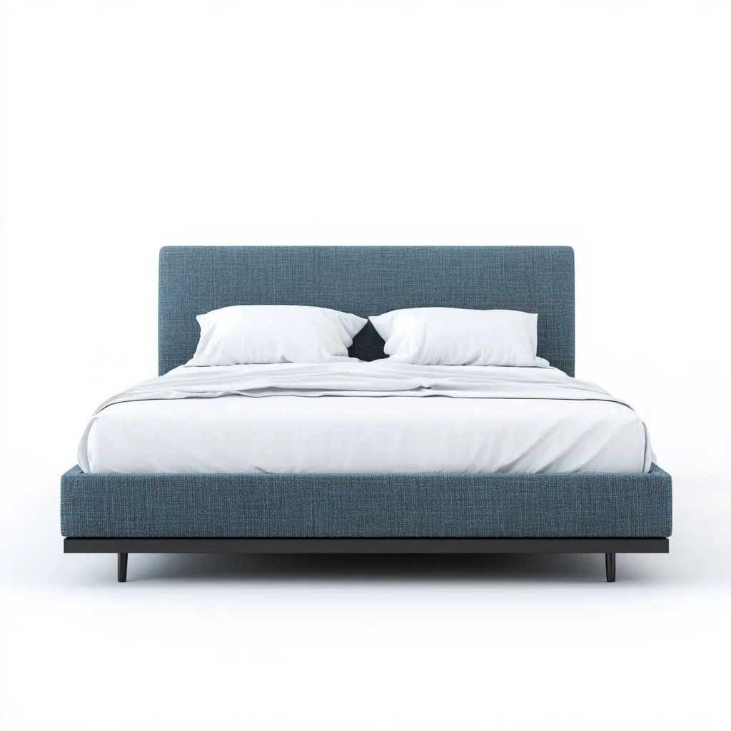 Lit double tissu 200x180x108 cm - bleu - adapté à la chambre - design moderne-Designena