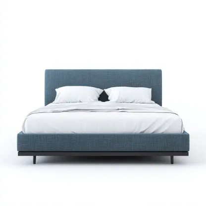 Lit double tissu 200x180x108 cm - bleu - adapté à la chambre - design moderne-Designena