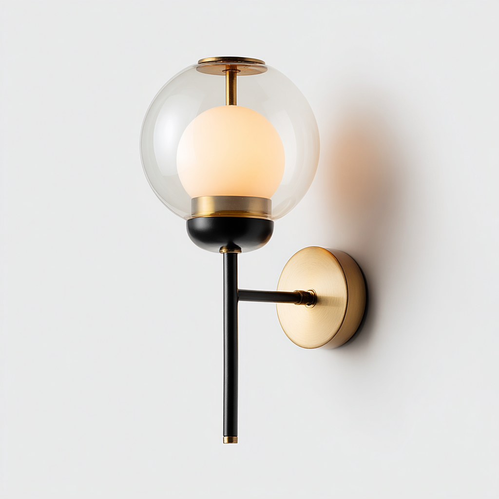 Applique murale metal - verre 15x20x32 cm - or - noir - style moderne - pour interieur-Designena