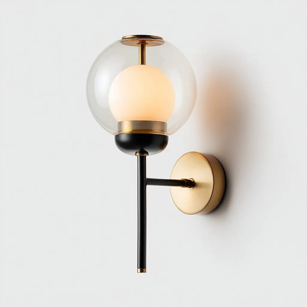 Applique murale metal - verre 15x20x32 cm - or - noir - style moderne - pour interieur-Designena