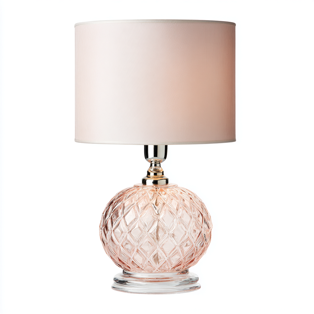 Lampe de table verre et métal 24x24x48 cm - rose - beige - style moderne - éclairage d'appoint pour intérieur-Designena