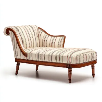 Chaise longue tissu rayé 168x86x83 cm - beige - style classique pour salon-Designena