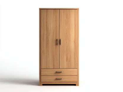 Armario - madera - 85x52x185 cm - color madera natural/plateado - para dormitorio - con espacio de almacenamiento