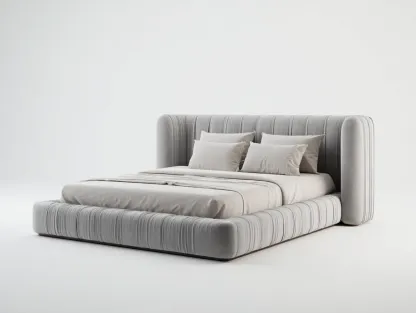 Cama doble - terciopelo - 200x180x110 cm - color gris claro - para dormitorio - con cabecero acolchado
