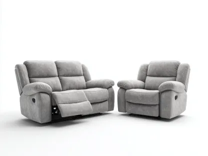 Conjunto de sofá y sillón - tela - sofá 165x95x102 cm  - color gris claro - para salón - con función reclinable