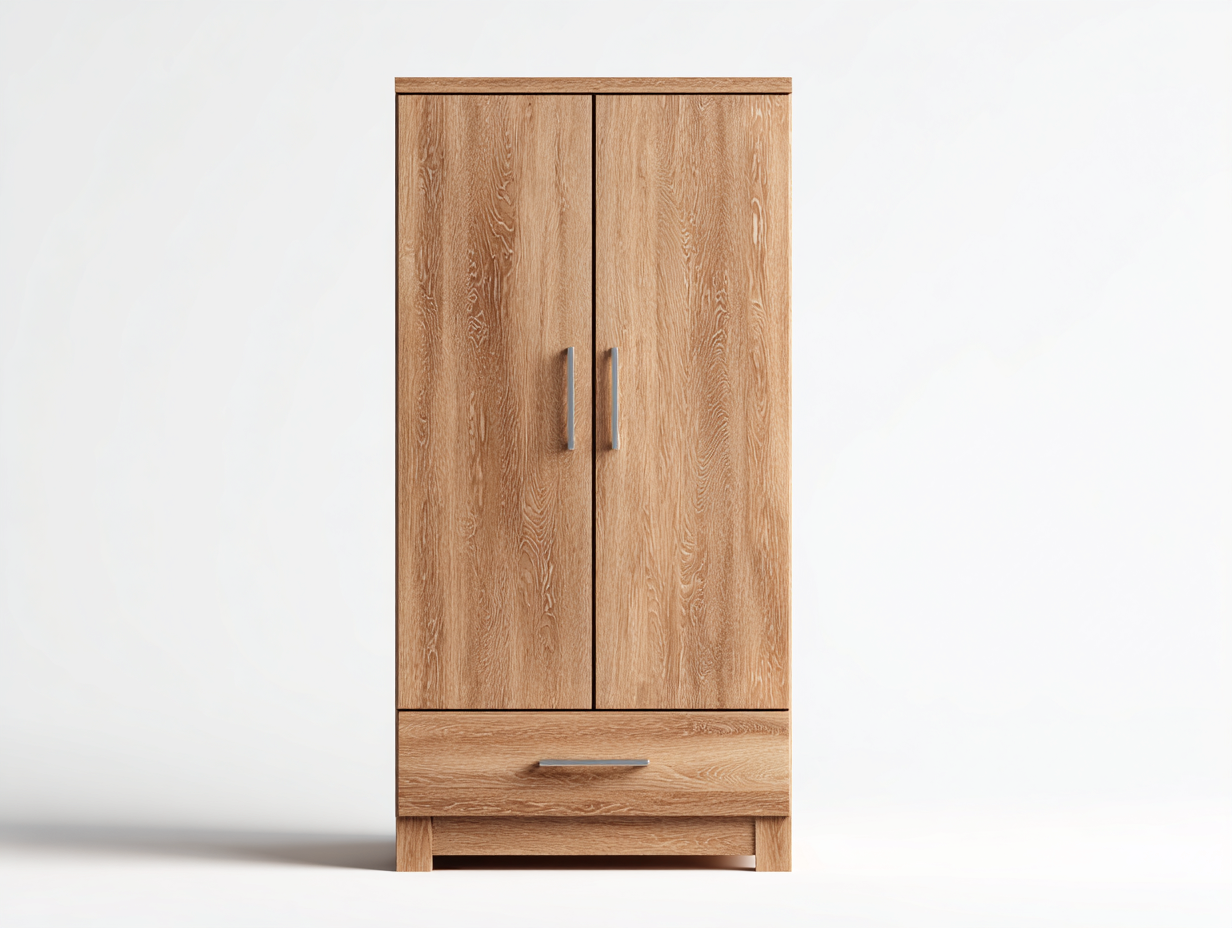 Armario - madera - 86x51x187 cm - color roble/plateado- para dormitorio - con espacio de almacenamiento