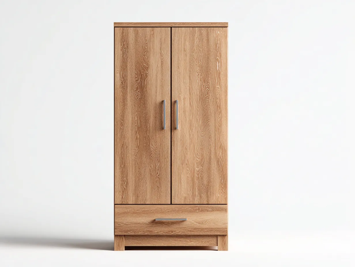 Armario - madera - 86x51x187 cm - color roble/plateado- para dormitorio - con espacio de almacenamiento