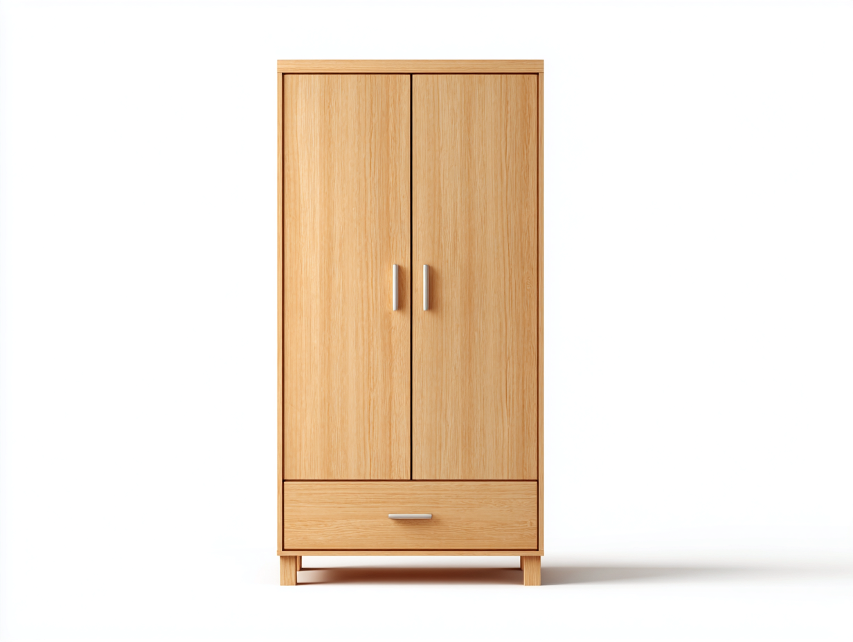 Armario - madera - 87x50x186 cm - color roble claro/plateado - para dormitorio - con espacio de almacenamiento