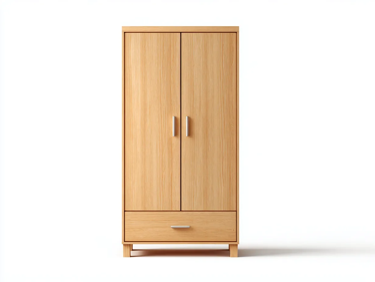 Armario - madera - 87x50x186 cm - color roble claro/plateado - para dormitorio - con espacio de almacenamiento