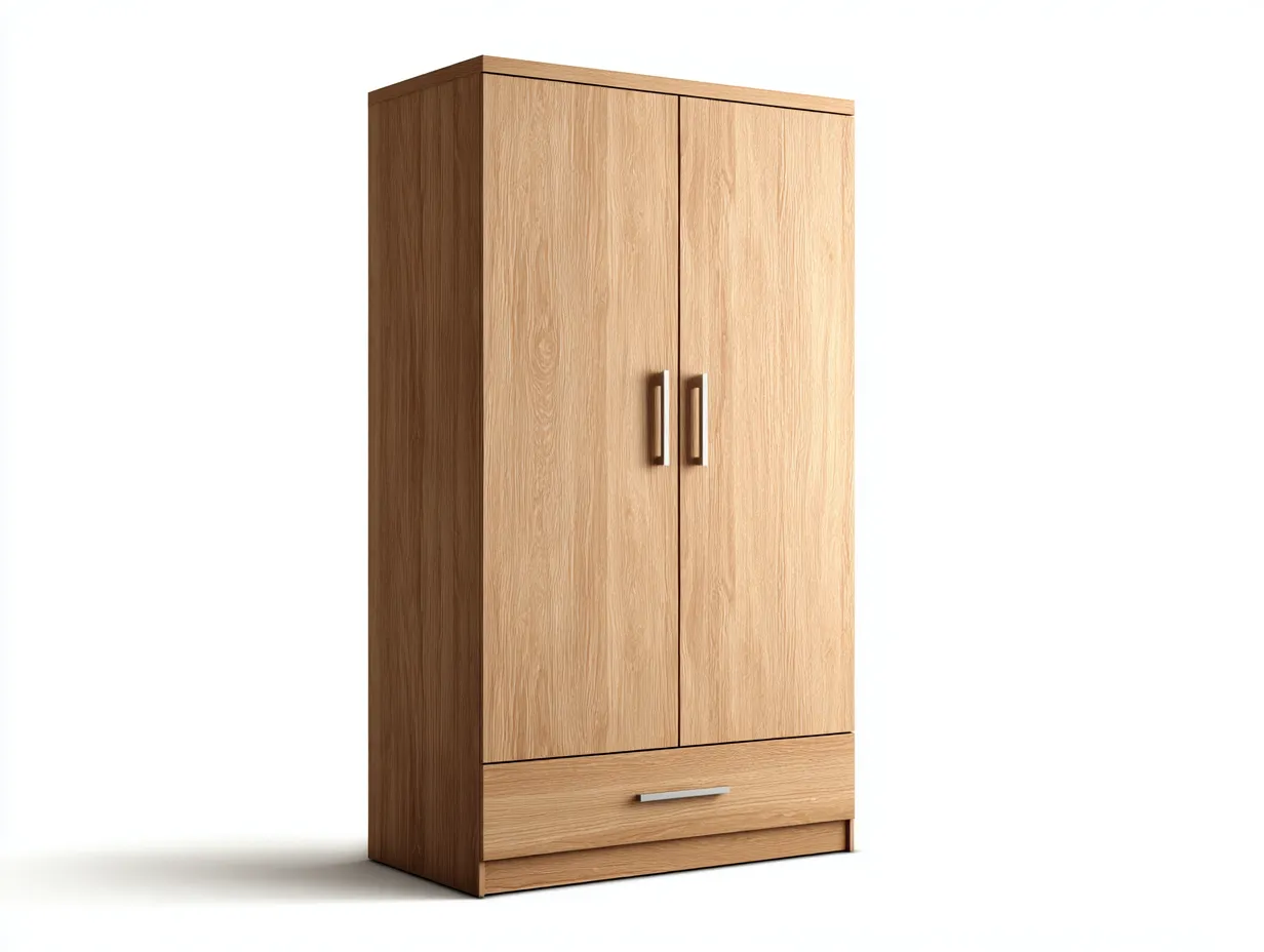 Armario de madera 90x52x188 cm - color roble/plateado - para dormitorio - diseño moderno