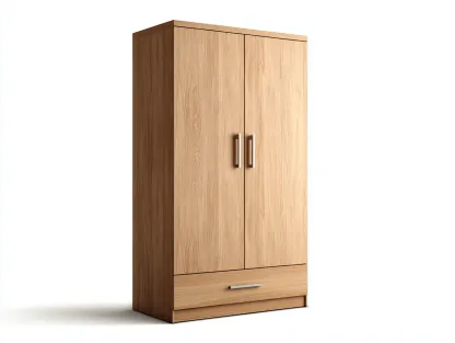 Armario de madera 90x52x188 cm - color roble/plateado - para dormitorio - diseño moderno