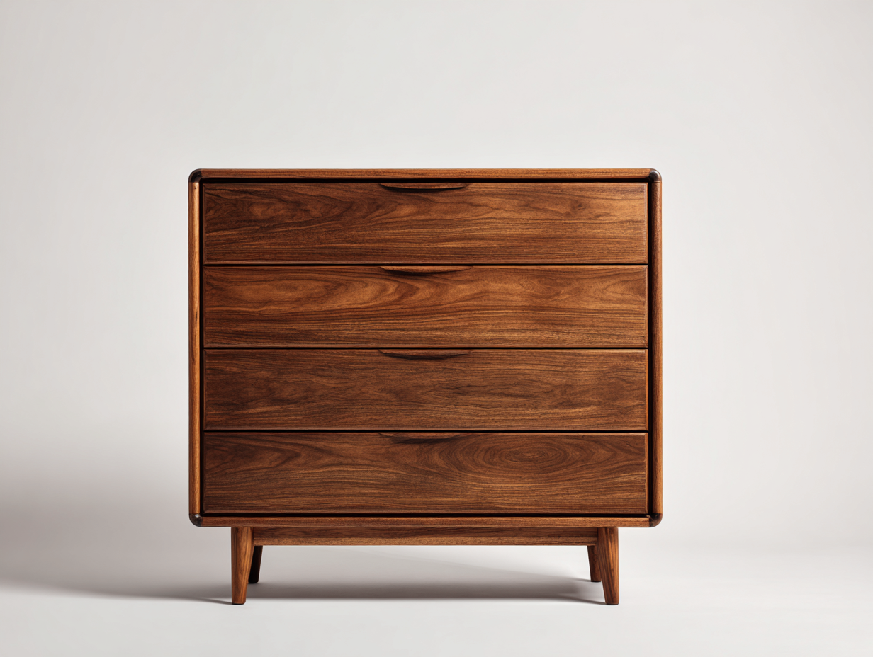 Cómoda de madera 110x45x95 cm - color nogal - para dormitorio - diseño moderno