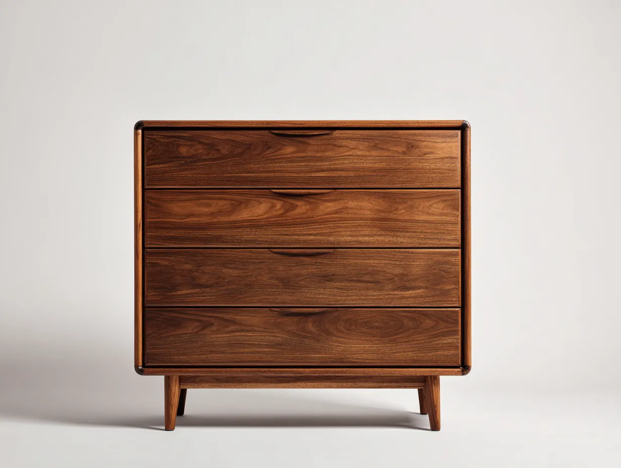 Cómoda de madera 110x45x95 cm - color nogal - para dormitorio - diseño moderno