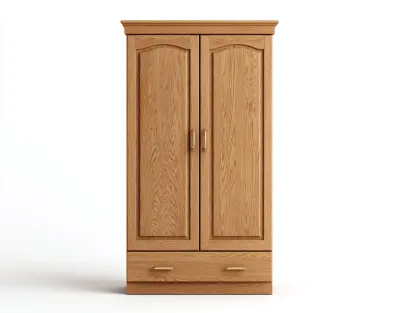 Armario de madera maciza 90x55x190 cm - color roble/dorado - para dormitorio - diseño clásico