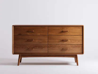 Cómoda de madera 120x45x85 cm - color nogal - para dormitorio - diseño moderno