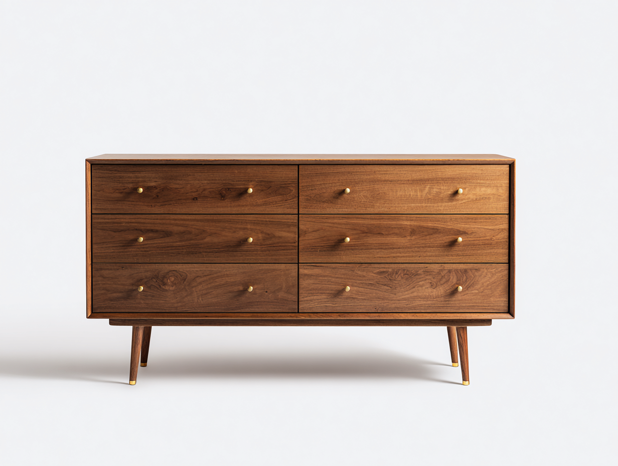 Cómoda - madera - 120x42x78 cm - color nogal/dorado - para dormitorio - con espacio de almacenamiento