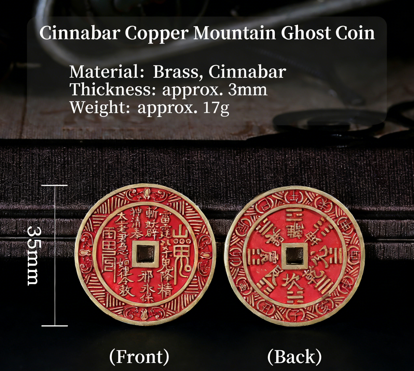 LIFIRE Cinnabar Mountain Ghost Coin (Shan Gui Hua Qian) – Taoist Brass Talisman for Protection & Prosperity (Evil Warding Folk Amulet)