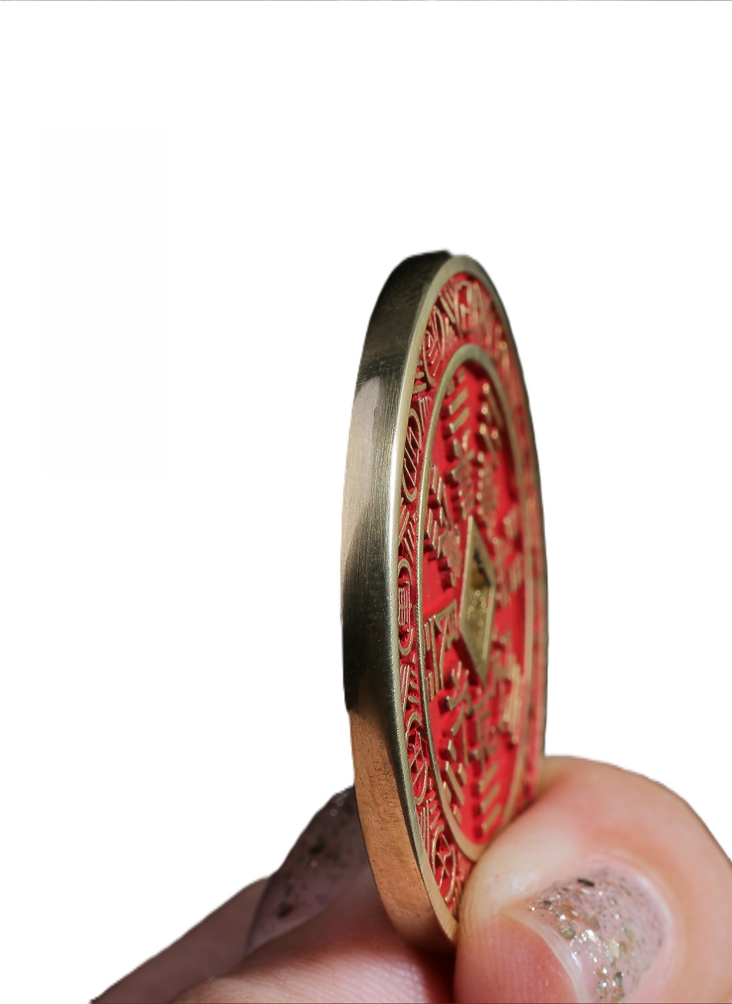 LIFIRE Cinnabar Mountain Ghost Coin (Shan Gui Hua Qian) – Taoist Brass Talisman for Protection & Prosperity (Evil Warding Folk Amulet)