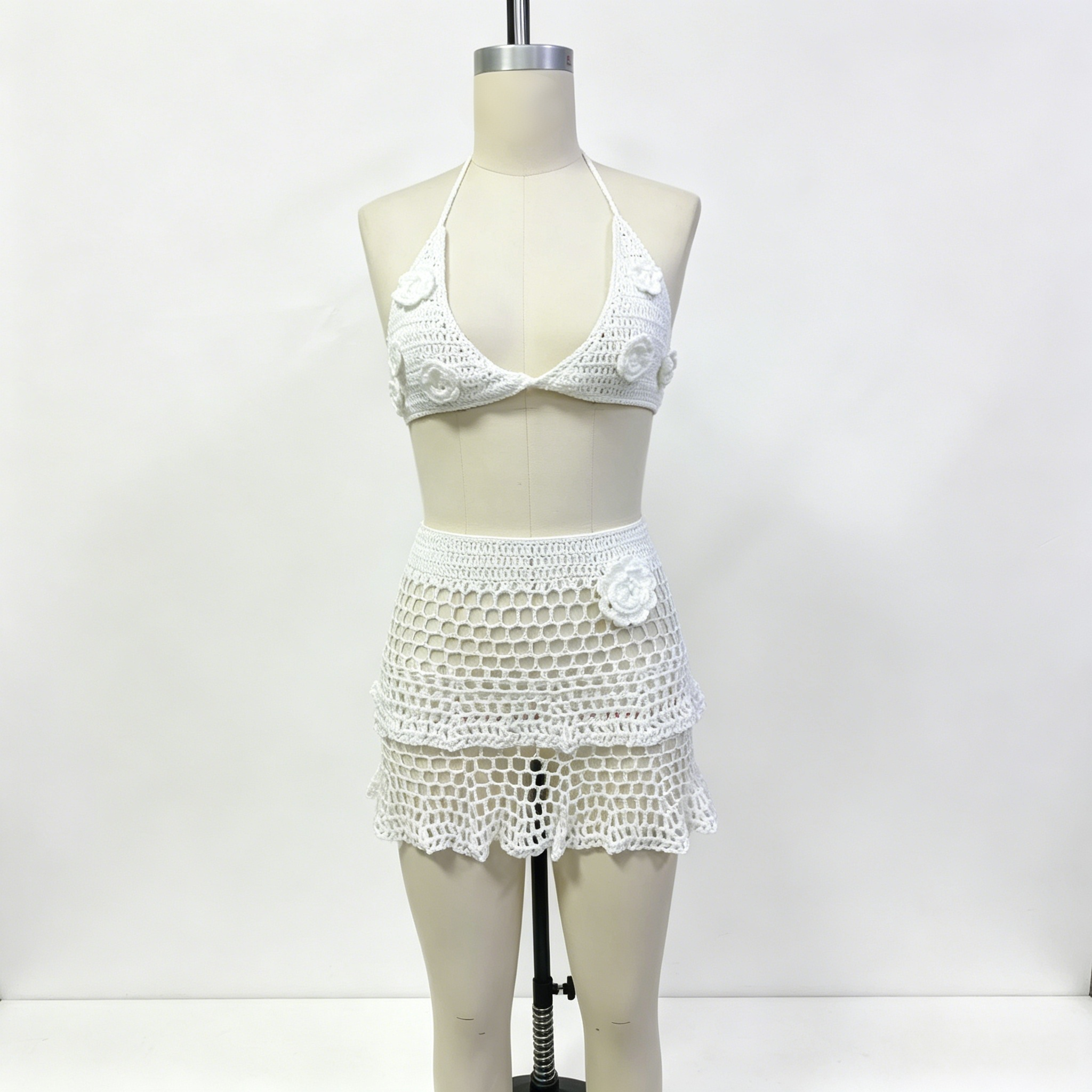 LIFIRE 2-Piece 100% Handmade Crochet Cover Up Set – Top & Skirt Matching Outfit Viral 3D Flower Crochet Bikini Set | Summer 2026 Must Have ✨