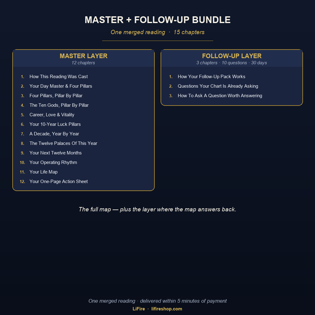 What is inside the Master + Follow-Up Bundle: 16 chapters in two layers