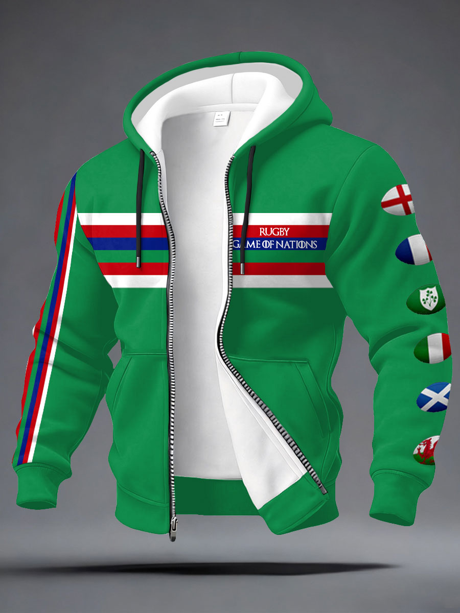 Men's Nations of Rugby Lover Printed Coat