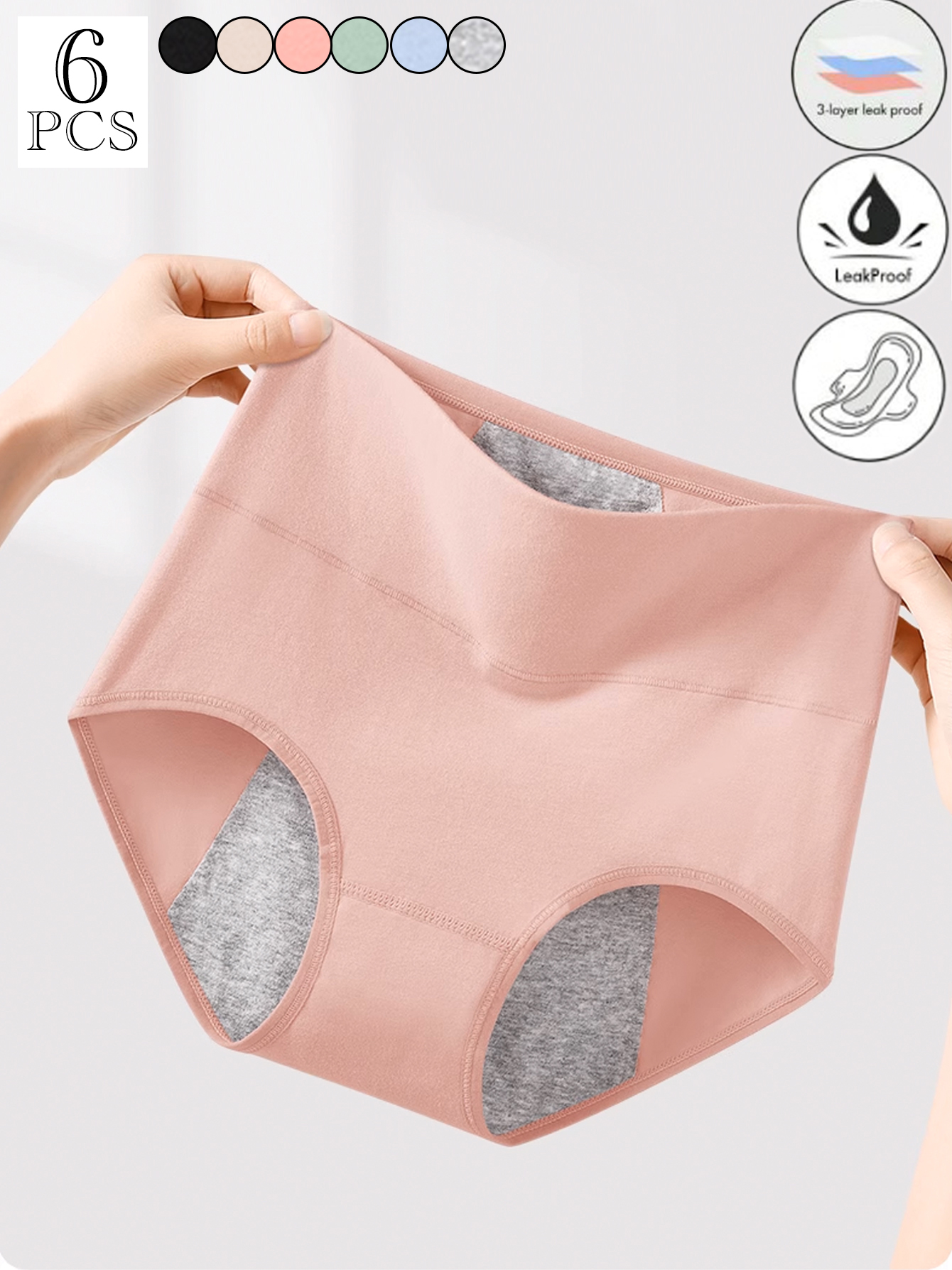 6 Sets Of Women's Menstrual Underwear Tidal Underwear Postpartum Teenage Menstrual Underwear Cotton Postpartum Easy To Clean Underwear