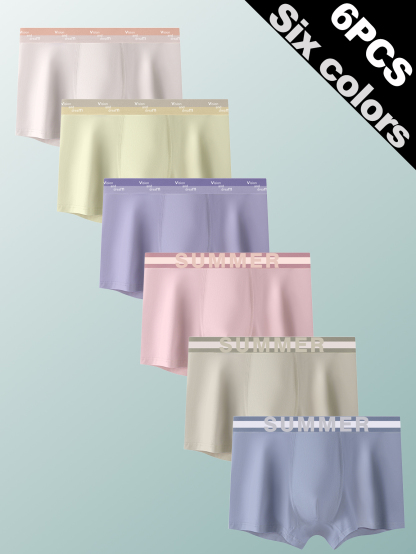 6/9 pieces pack Men's straight-leg underwear Cotton men's underwear Simple color-matching underwear for men