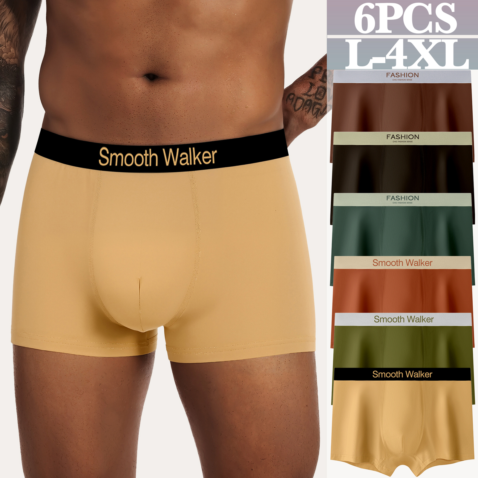 6 pieces pack Men's straight-leg underwear Cotton men's underwear Simple color-matching underwear for men