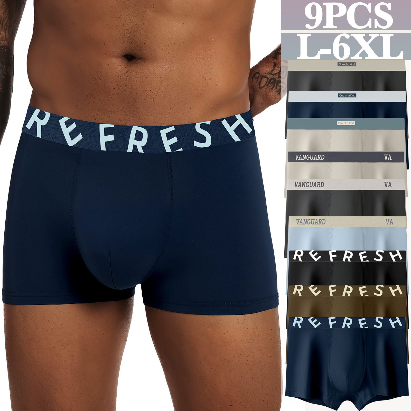 9 pieces pack Men's straight-leg underwear Cotton men's underwear Simple color-matching underwear for men
