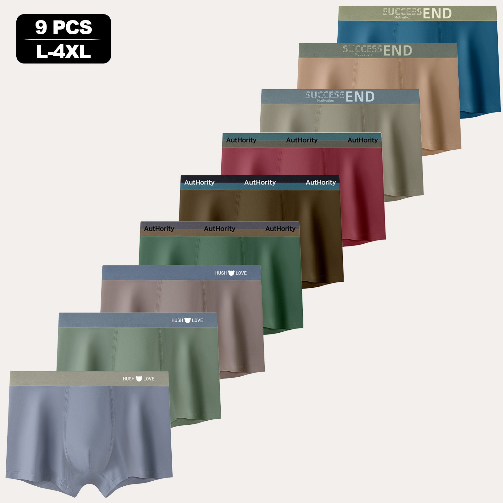 9 pieces pack Men's straight-leg underwear Cotton men's underwear Simple color-matching underwear for men