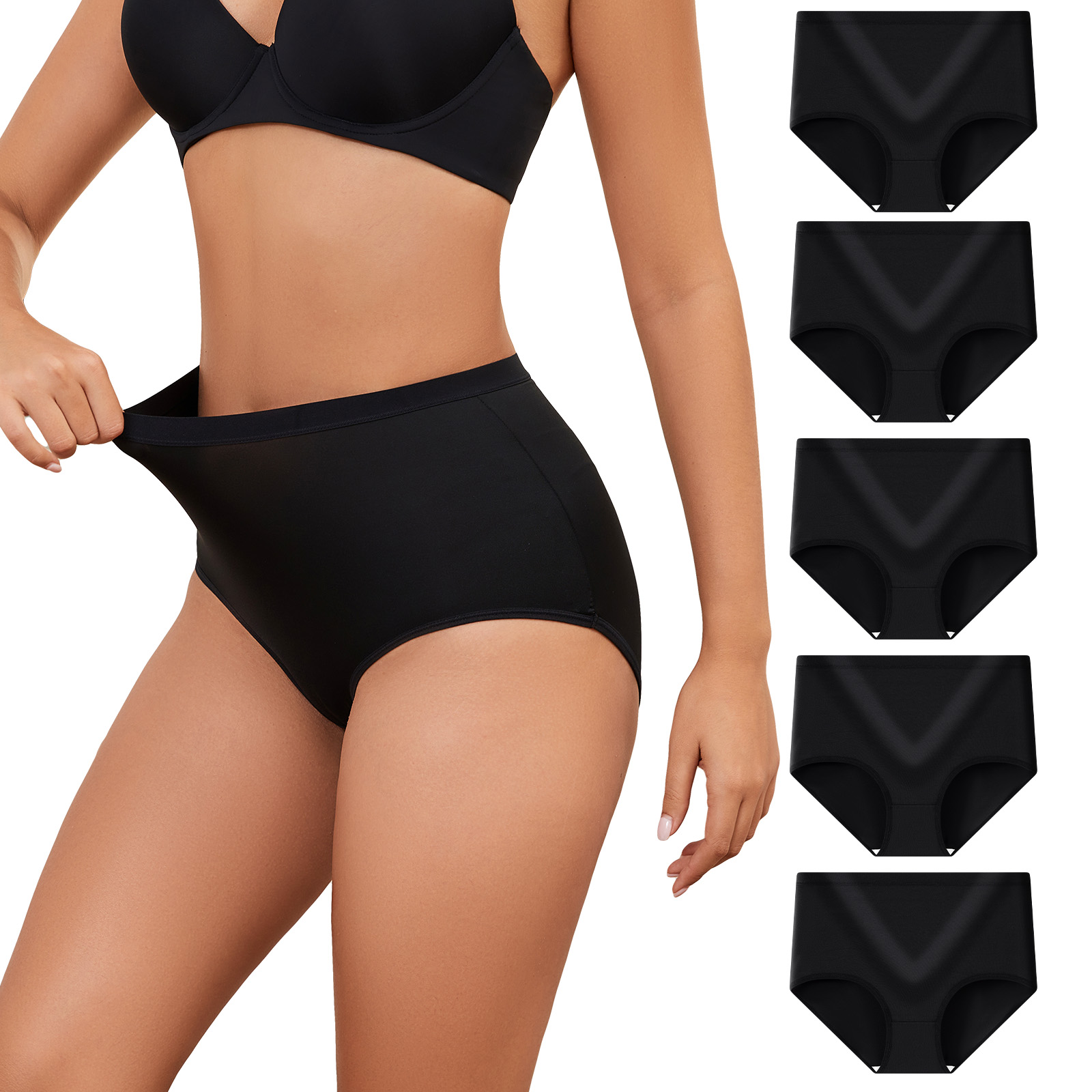 MEIDAYAI Womens High Waisted Tummy Control Underwear Full Coverage Comfort Briefs Moisture-Wicking Seamless Panties MultiPack