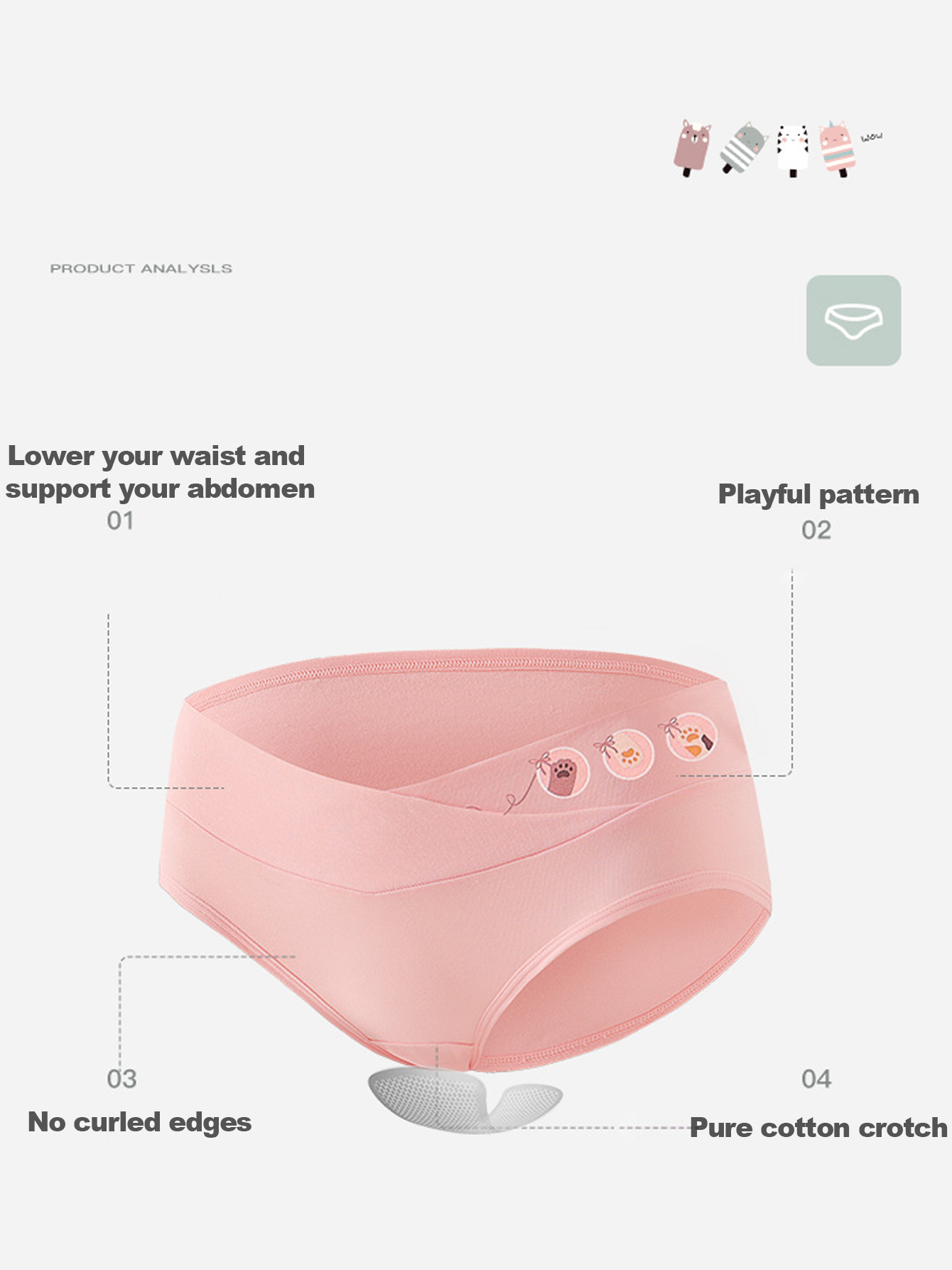 5 Pack Womens Cotton Maternity Underwear,Healthy Maternity Pregnancy Panties Postpartum Mother Under Bump Underwear