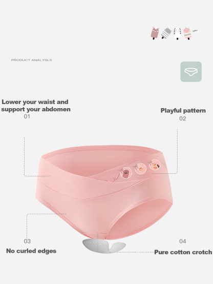 5 Pack Womens Cotton Maternity Underwear,Healthy Maternity Pregnancy Panties Postpartum Mother Under Bump Underwear