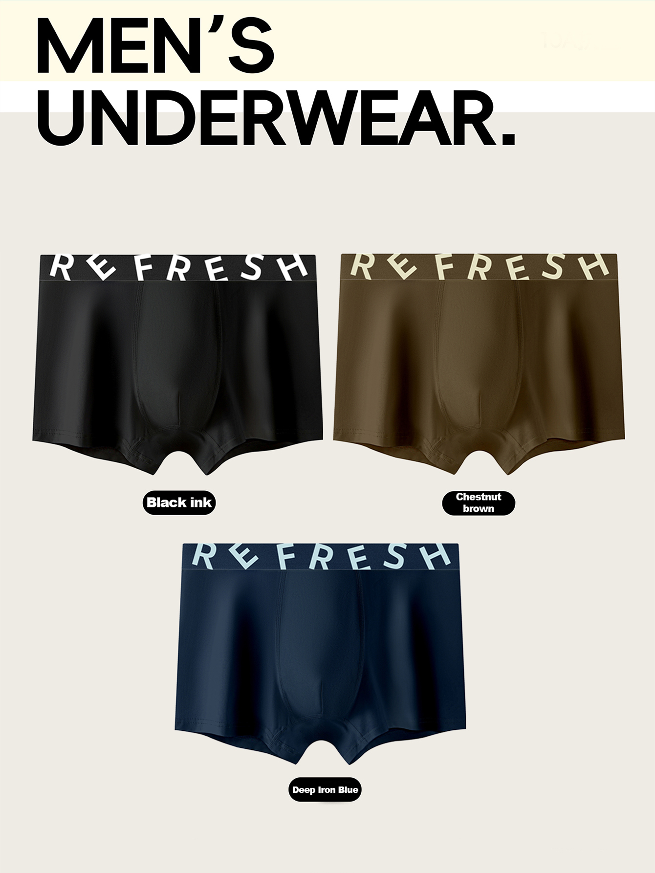 9 pieces pack Men's straight-leg underwear Cotton men's underwear Simple color-matching underwear for men