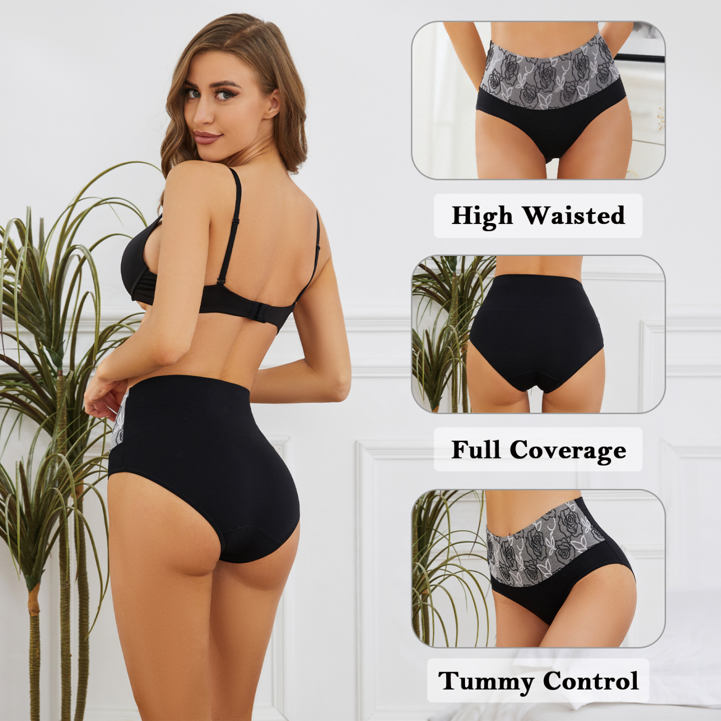 MEIDAYAI Womens Underwear Cotton Tummy Control High Waisted Underwear Soft Breathable Full Coverage Panties Multipack