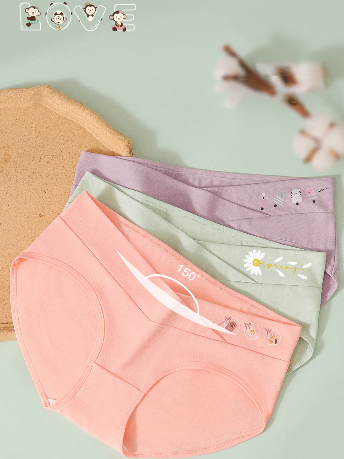 5 Pack Womens Cotton Maternity Underwear,Healthy Maternity Pregnancy Panties Postpartum Mother Under Bump Underwear