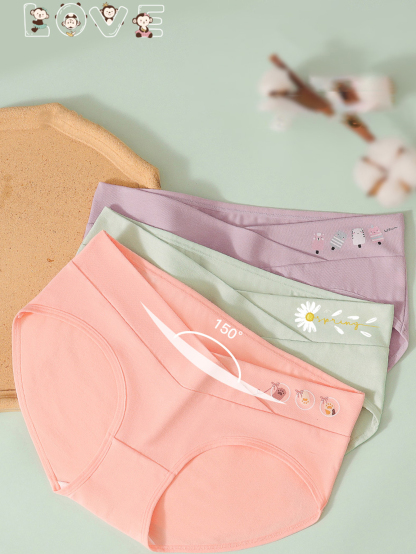 5 Pack Womens Cotton Maternity Underwear,Healthy Maternity Pregnancy Panties Postpartum Mother Under Bump Underwear