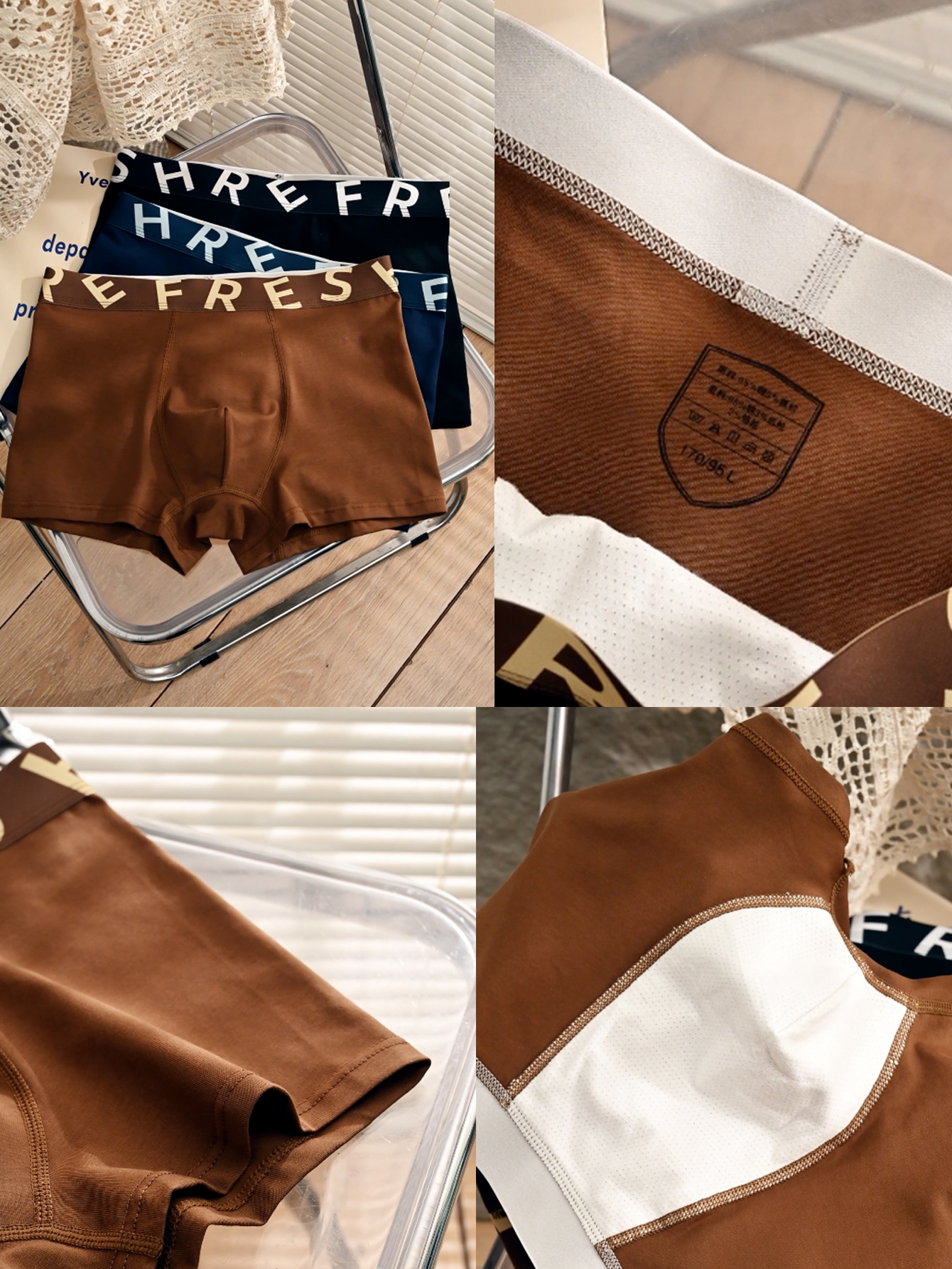 9 pieces pack Men's straight-leg underwear Cotton men's underwear Simple color-matching underwear for men