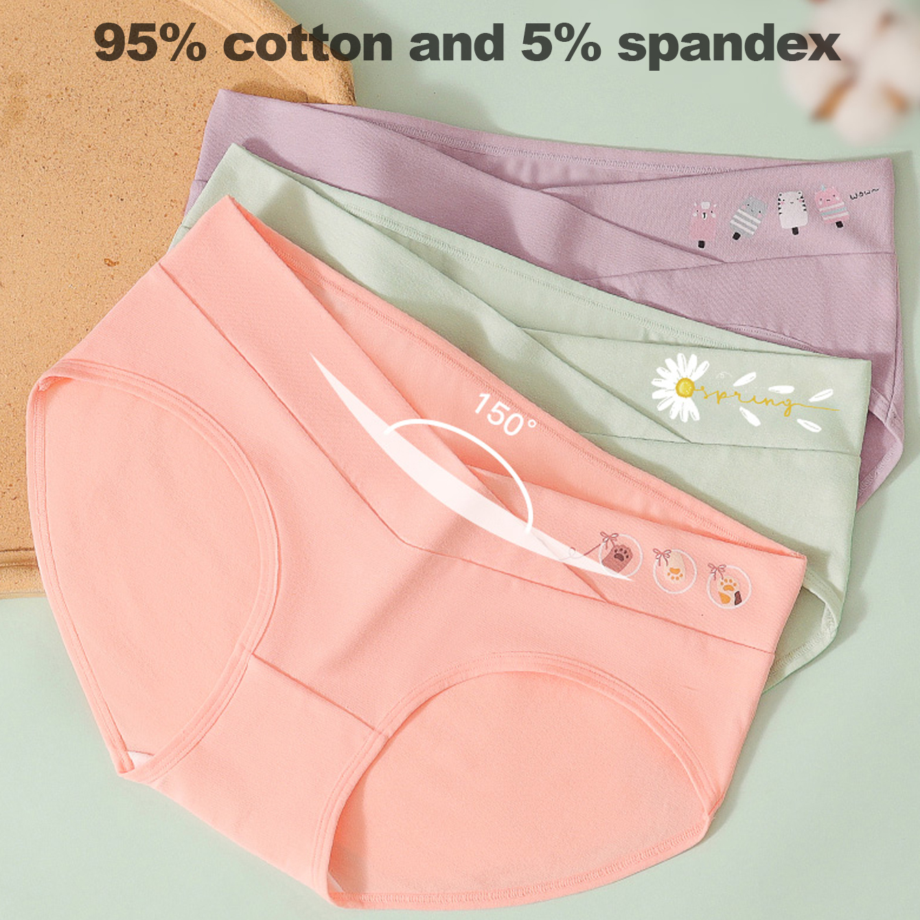 5 Pack Womens Cotton Maternity Underwear,Healthy Maternity Pregnancy Panties Postpartum Mother Under Bump Underwear