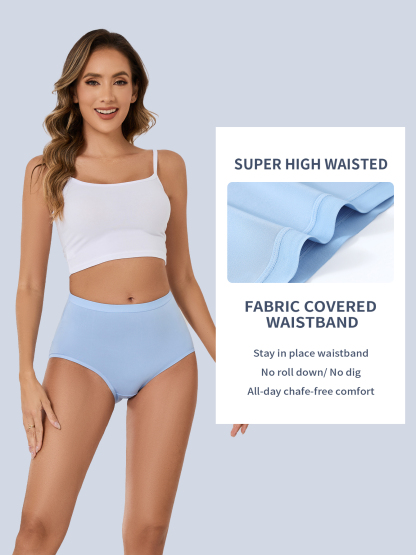 6PCS Women's Panties High Waist Full Coverage Panties Soft Breathable Postpartum Panties Stretch Panties