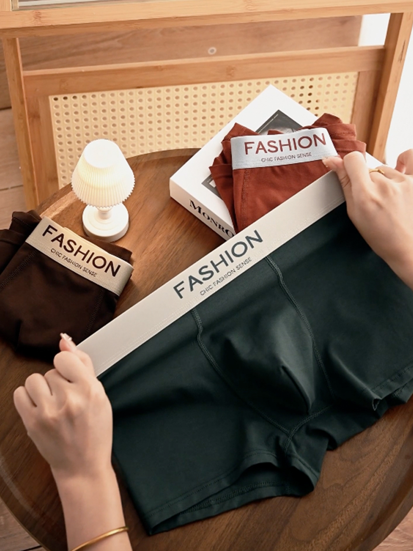 6 pieces pack Men's straight-leg underwear Cotton men's underwear Simple color-matching underwear for men