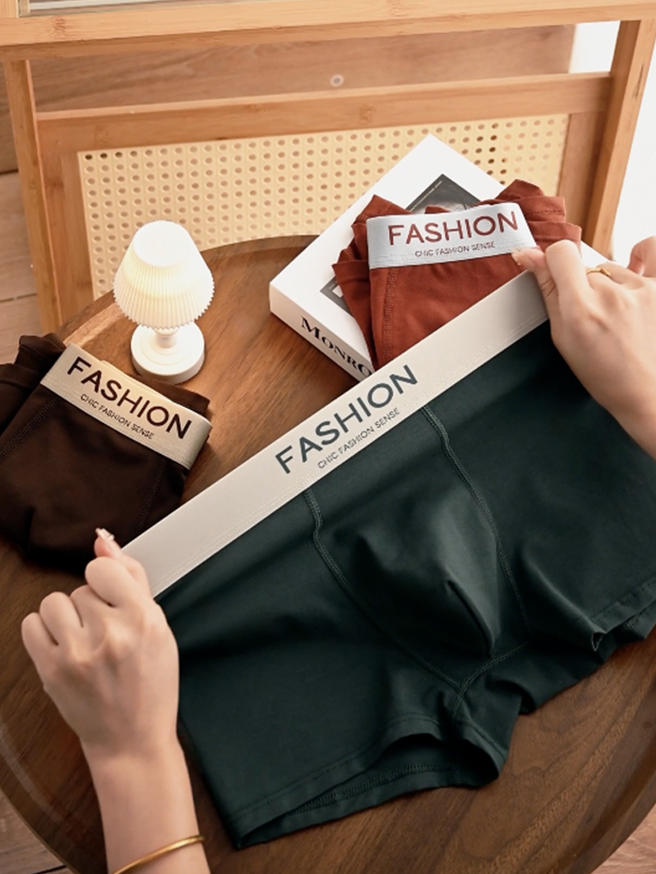 6 pieces pack Men's straight-leg underwear Cotton men's underwear Simple color-matching underwear for men